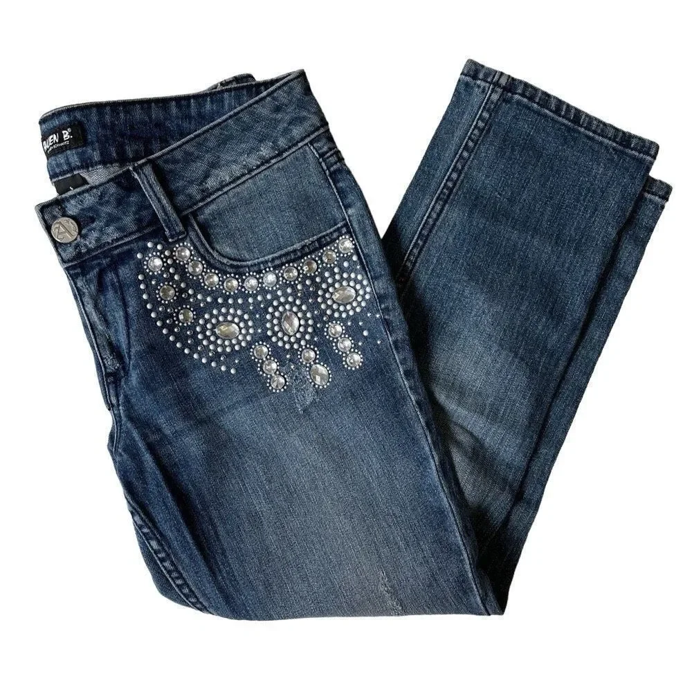 Allen B. Cropped‎ Bedazzled Embellished Denim Jeans - Women’s 6